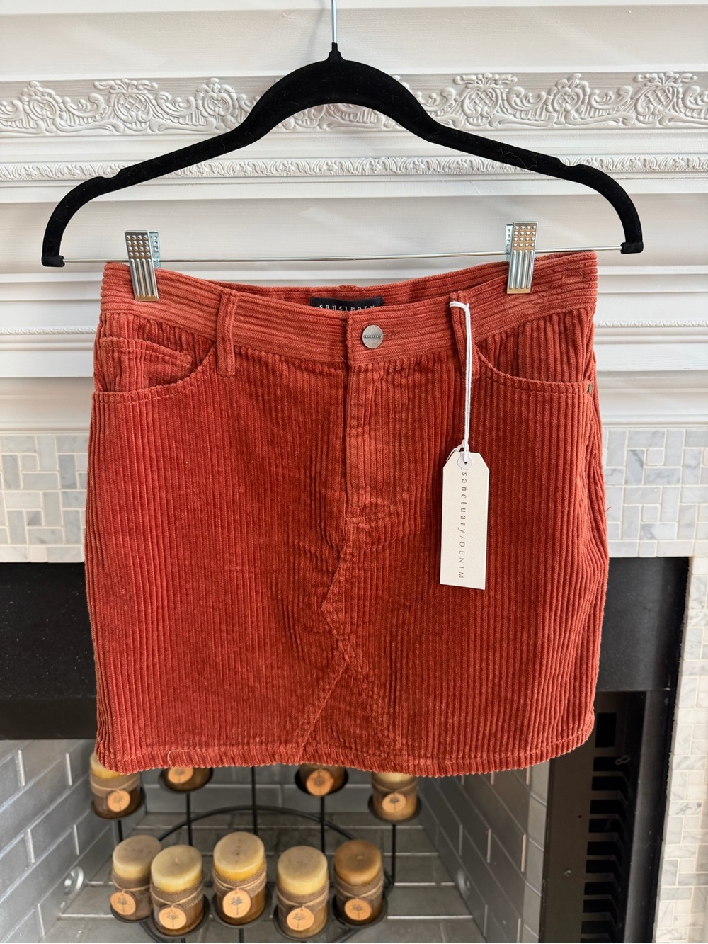 Sanctuary Corduroy Mini Skirt in Rust Red